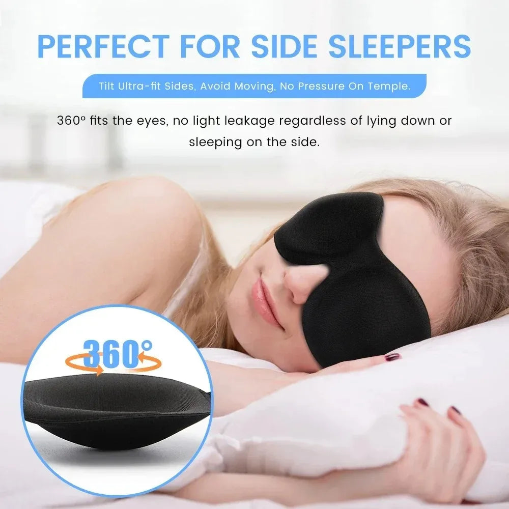3D Sleep Mask Memory Foam - Ergonomic Light Blocking Travel Eye Cover Massage Chairs Tidesmit