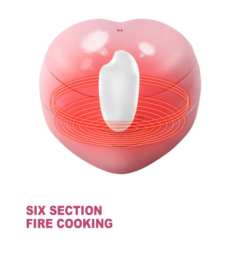 Pink lid heating element with six-section fire cooking rings