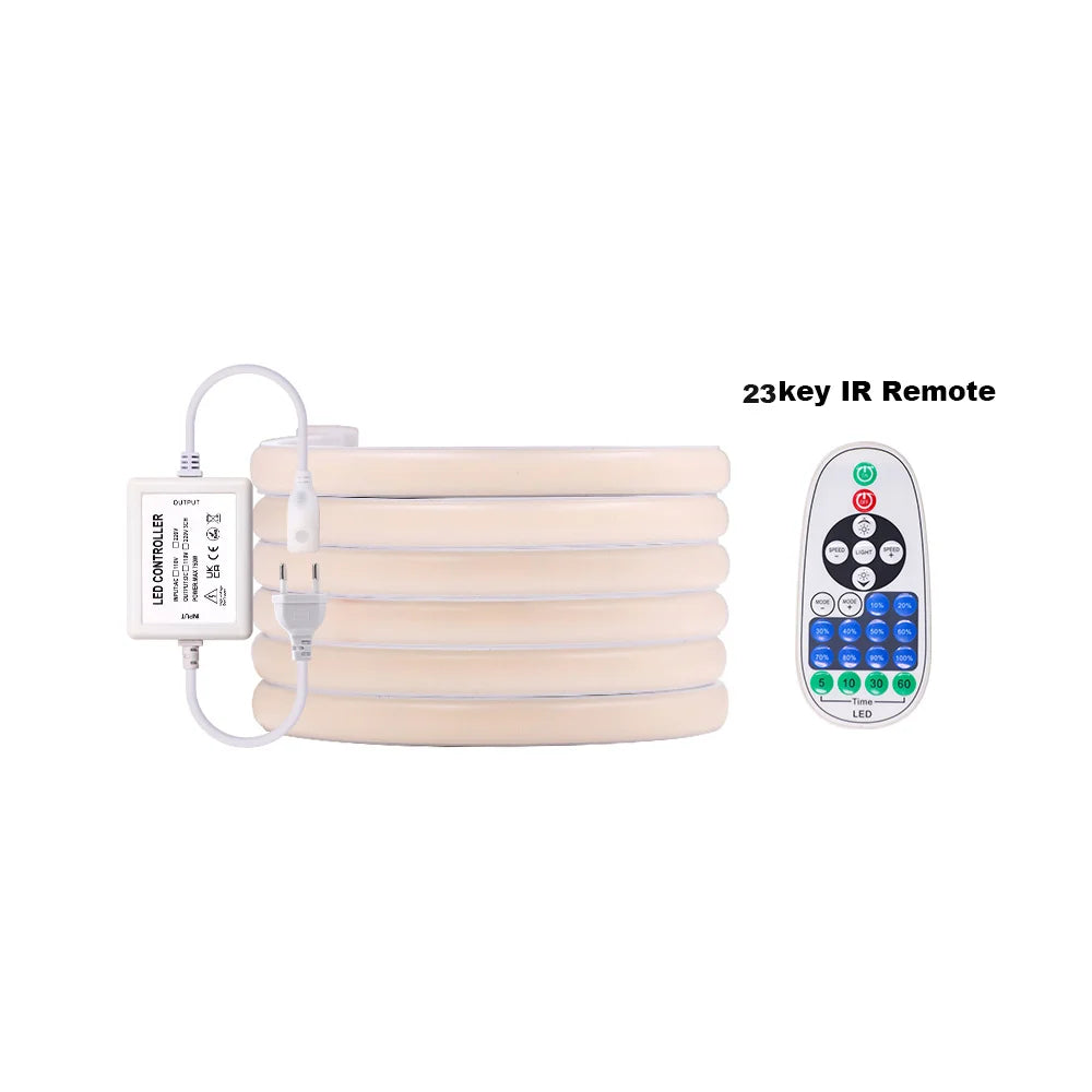 220V COB LED Neon Strip Light Wall Touch Wifi Bluetooth 23key Remote Control Power Kit Dimmable 288 LEDs Flexible Silicone Lamp