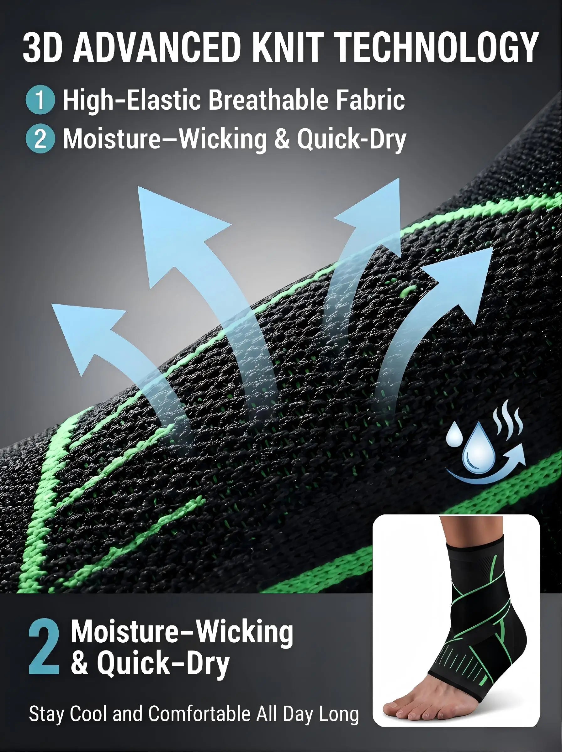 VBOSI Ankle Brace Compression Support Sleeve with Adjustable Strap for Men Women, Breathable Knitted Ankle Support for Sprain, S
