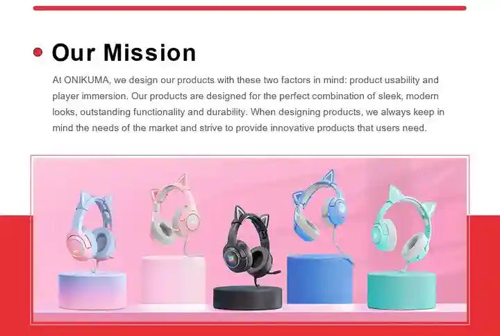 Pink Cat Ear Gaming Headset | Wireless Over-Ear Headphones with Mic Tidesmit