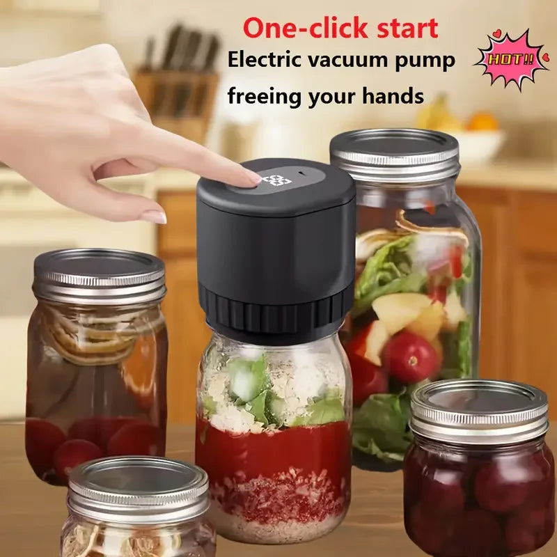 Automatic electric Mason jar vacuum sealer, one-button operation, leak-proof sealing, portable food preservation equipment, suit