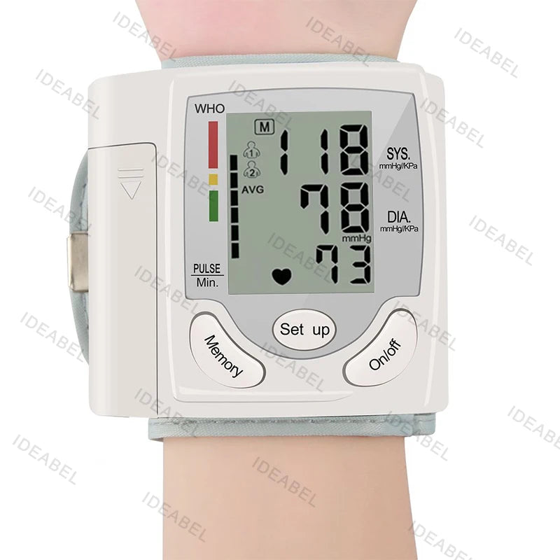 Mini Portable Battery Blood Pressure Machine Wrist Sphygmomanometer Digital Electronic Heart Rate BP Tensiometer