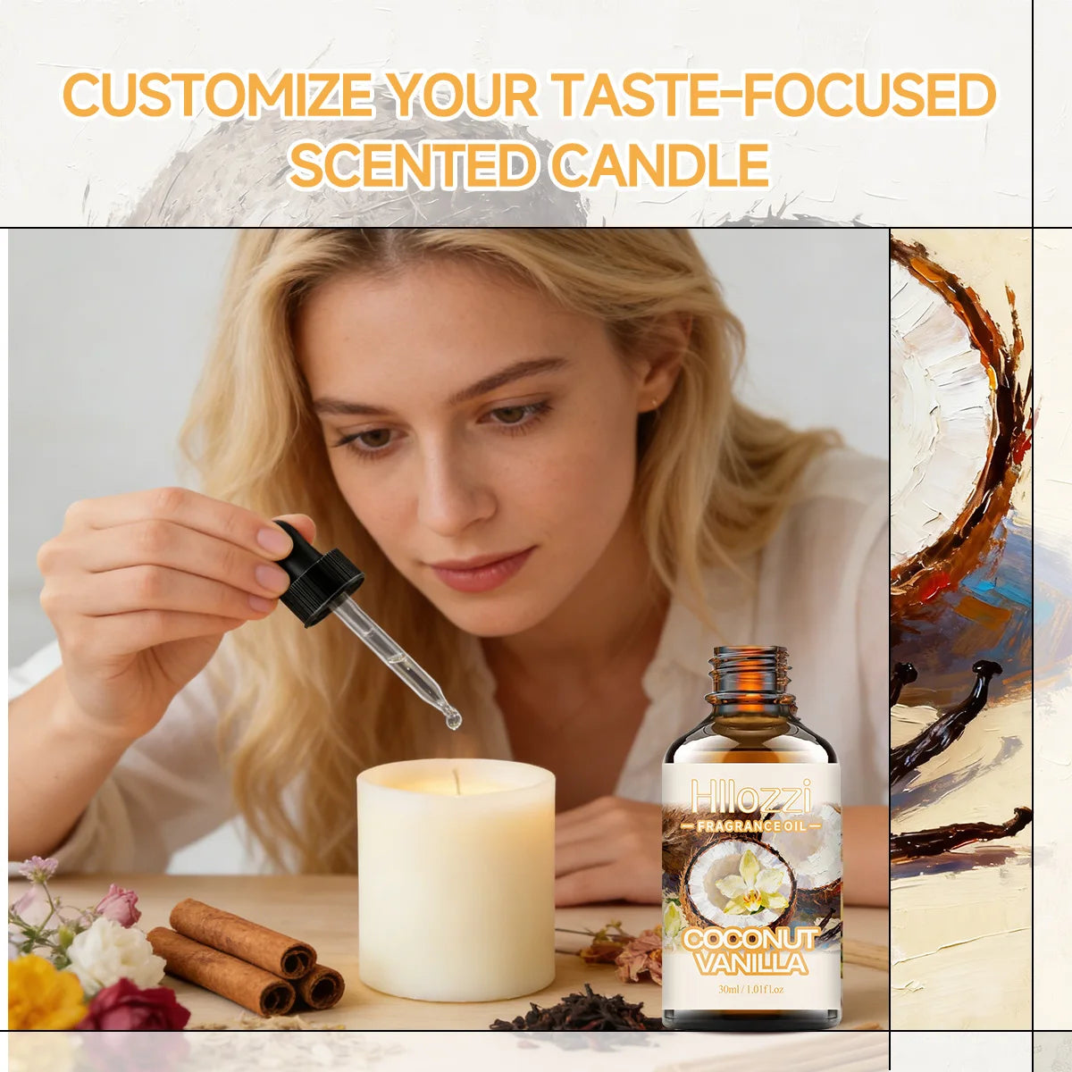 COCONUT VANILLA FRAGRANCE OIL: For aromatherapy, diffusing, fargrance and candle Scented Candle.