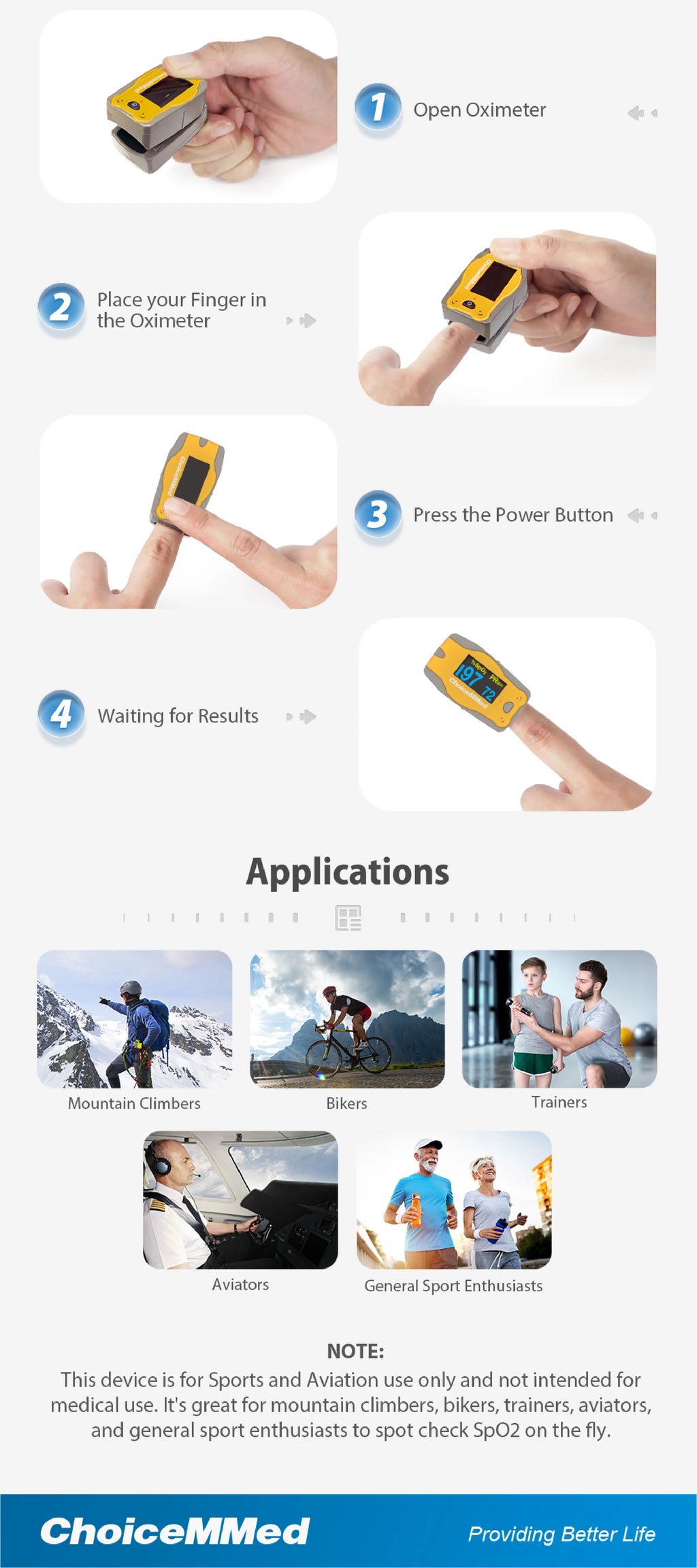 ChoiceMMed Medical Child Finger Pulse Oximeter SPO2 Blood Oxygen Monitor Pediatric Pulse Oxiometer Finger OLED Digital Oximetro