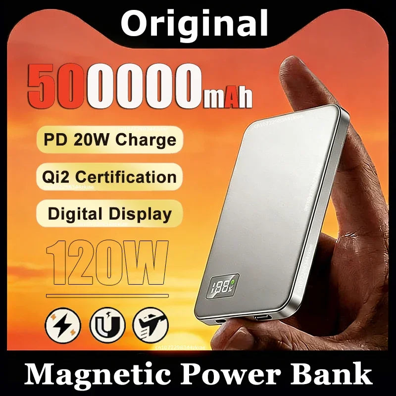 Magnetic Wireless Power Bank 50000mAh 120W Fast Charge for Devices Tidesmit