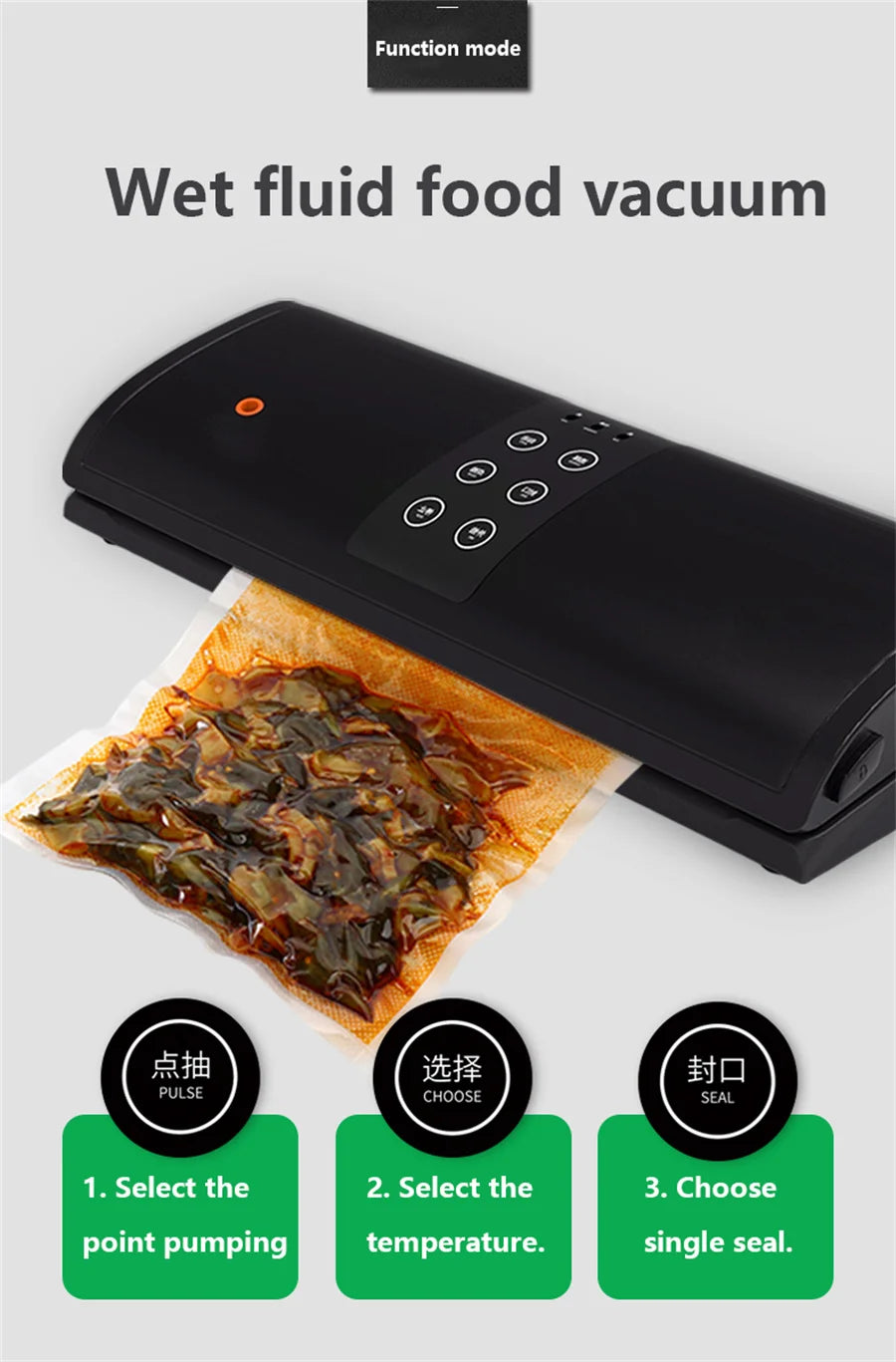 Electric Food Vacuum Sealer 110V/220V Automatic Household Kitchen Dry Wet Mode Plastic Packaging Sealer for Kitchen
