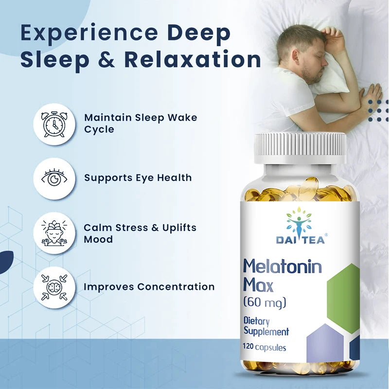 Melatonin Capsules Dietary Supplement - Relieve Insomnia, Help Improve Sleep Quality, Reduce Waking Time, Help Deep Sleep
