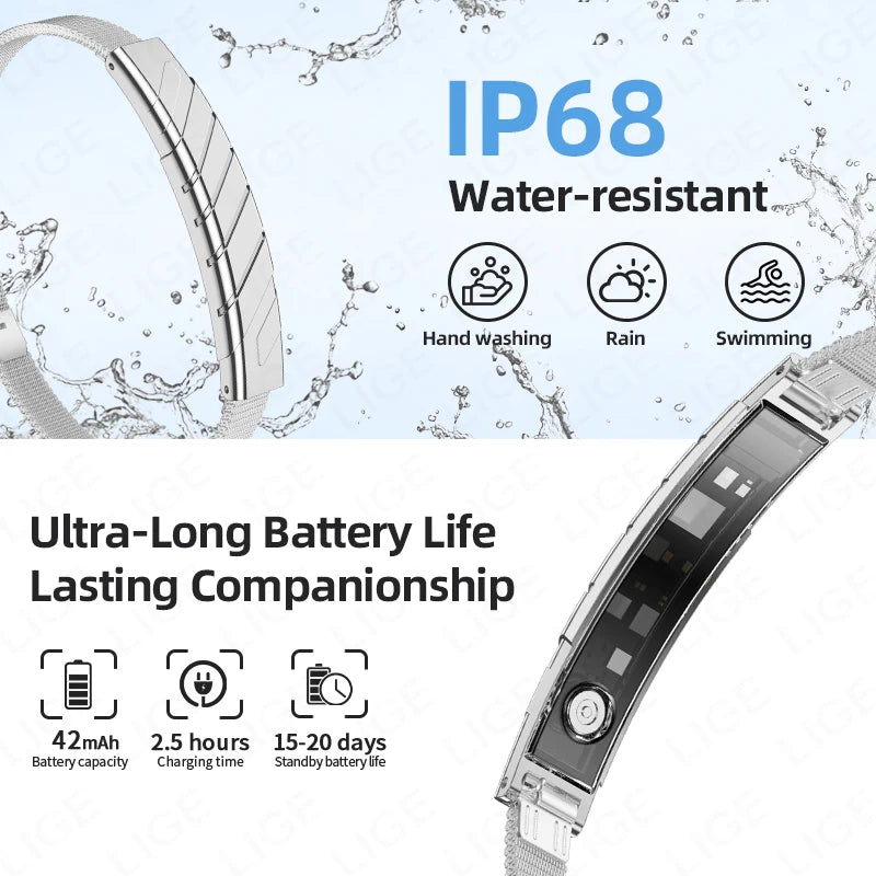 2026 New Bluetooth Smart Bracelet Health Wristband Heart Rate Sleep Stress Monitoring Sport Fitness Tracker No Screen Smartwatch