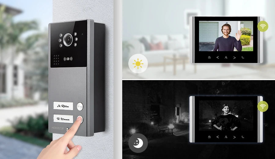 HOMSECUR 7" WIFI Video Door Phone Call Intercom Outdoor Monitoring for 2 Families