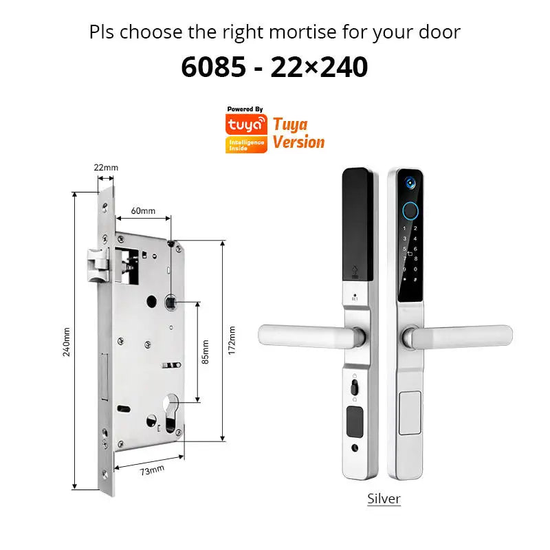 Smart Lock with Camera Door Viewer Waterproof IP66 Tuya WiFi Fingerprint Password Sliding RFID Card Sliding Electronic Door Lock