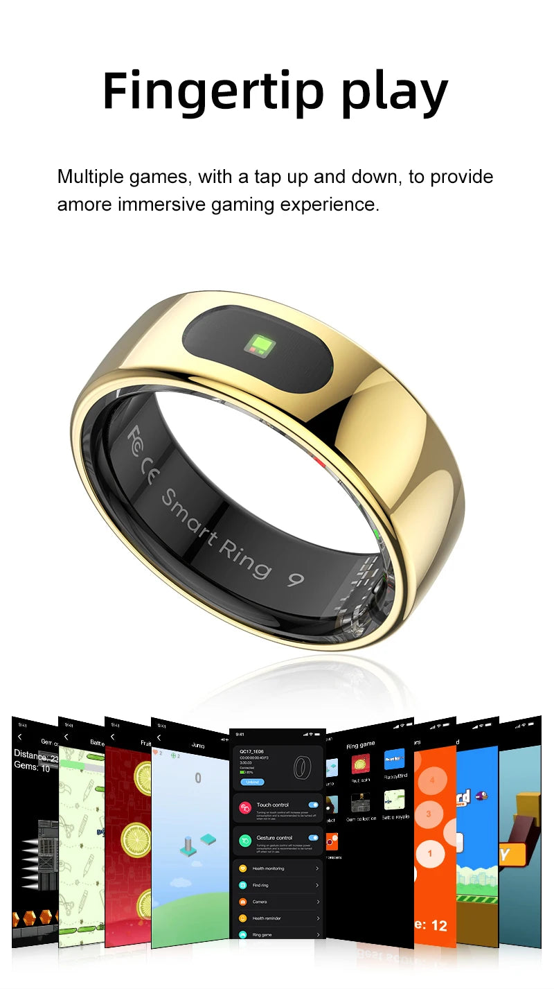 R08 Smart Ring Men Women with Charging Case Health and Sleep Monitor 5ATM Waterproof Multi Sport Mode Heart Rate Monitoring NEW