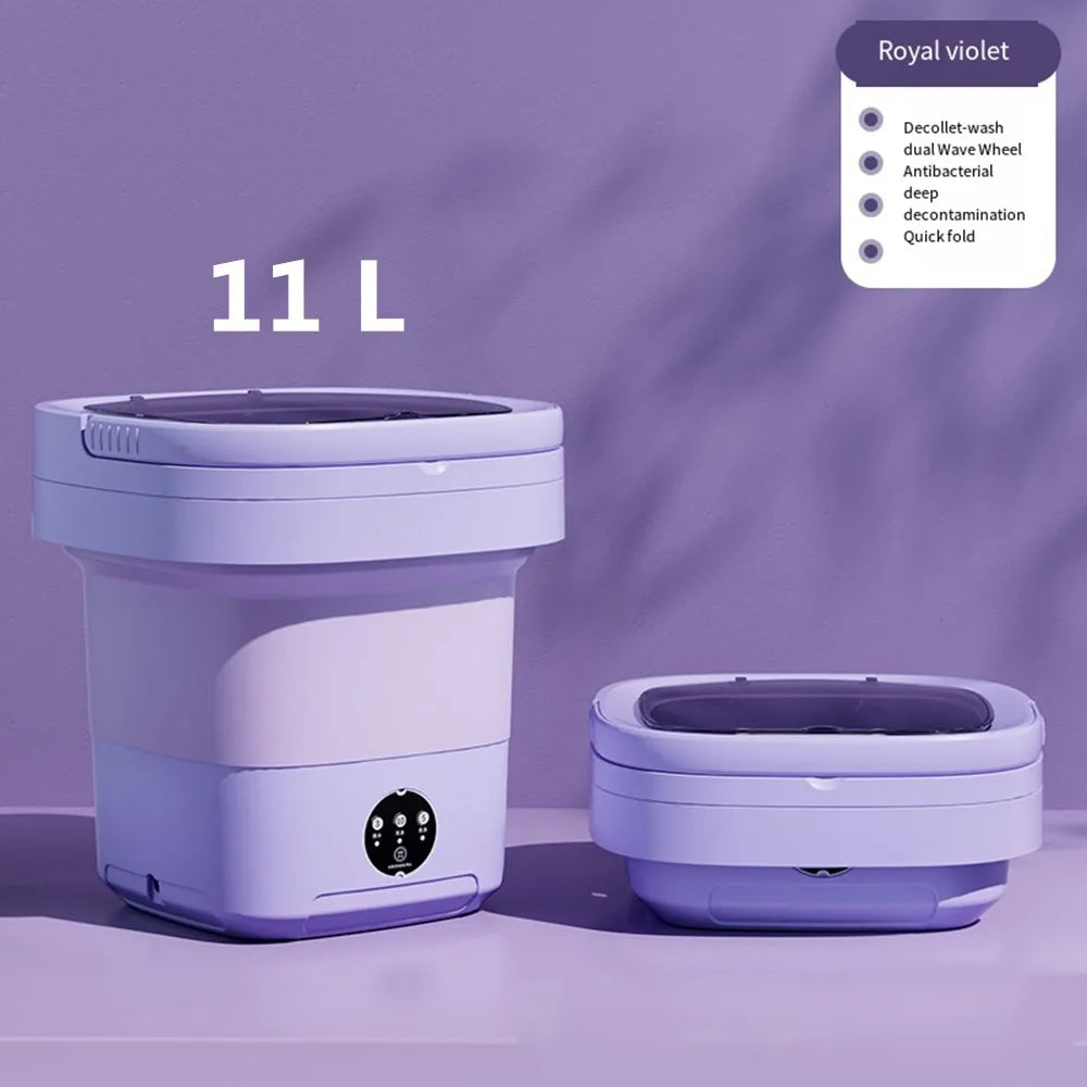 Tidesmit 11L portable ultrasonic folding washing machine with spin dryer bucket for travel clothes and underwear