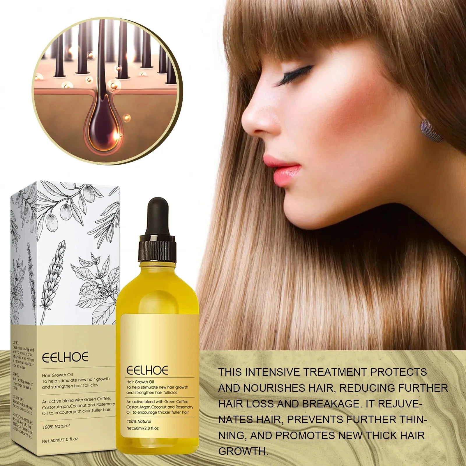 Tidesmit Hair Growth Essential Oil: Natural scalp treatment with green coffee, castor, and argan to stop hair loss.
