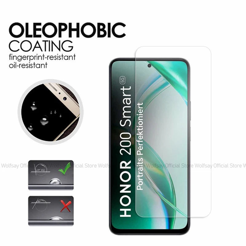 2/4PCS Screen Protector For Honor 200 Smart Tempered Glass Honor 200 Smart Full Glue Protector Phone Glass For Honor 200 Smart AE Tidesmit