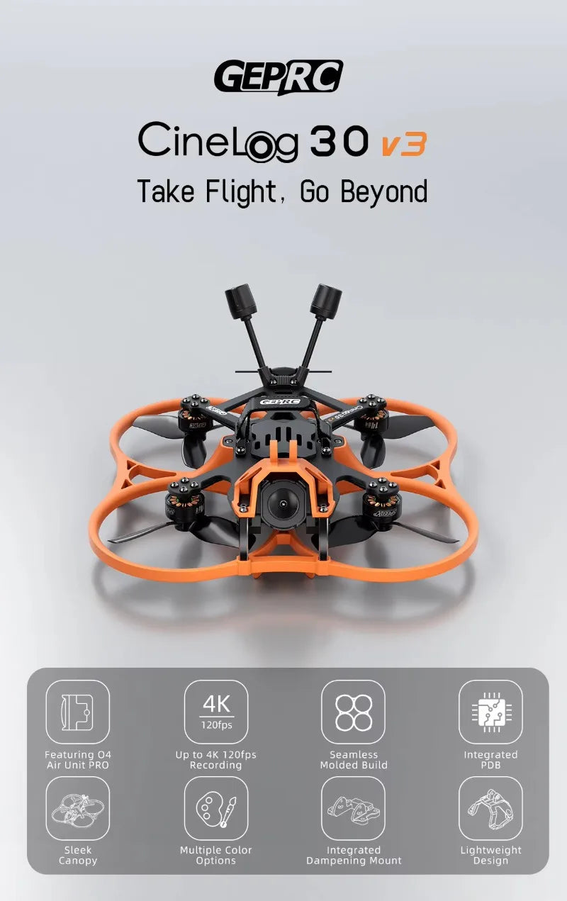 GEPRC Cinelog30 V3 O4 Pro Cinewhoop Drone - 4K Stabilized Video Tidesmit