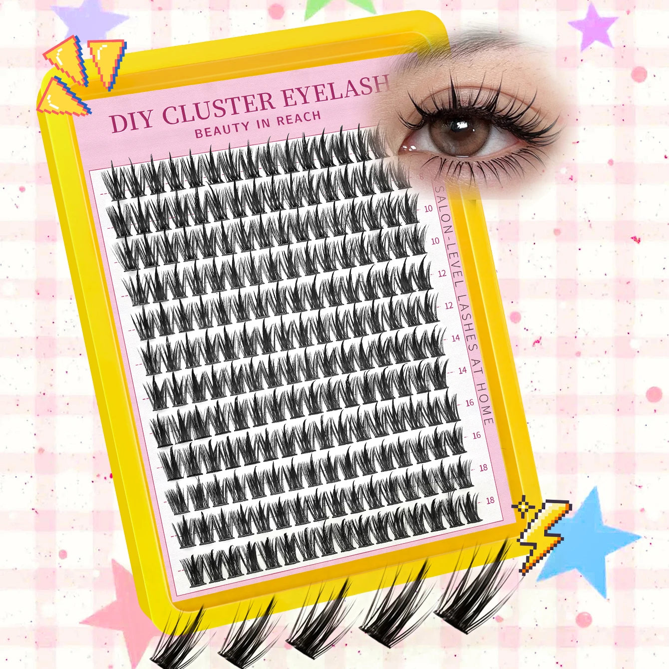 Cluster Lashes 192 Rows Faux Mink Natural 3D Extensions Mix False Eyelashes Tidesmit