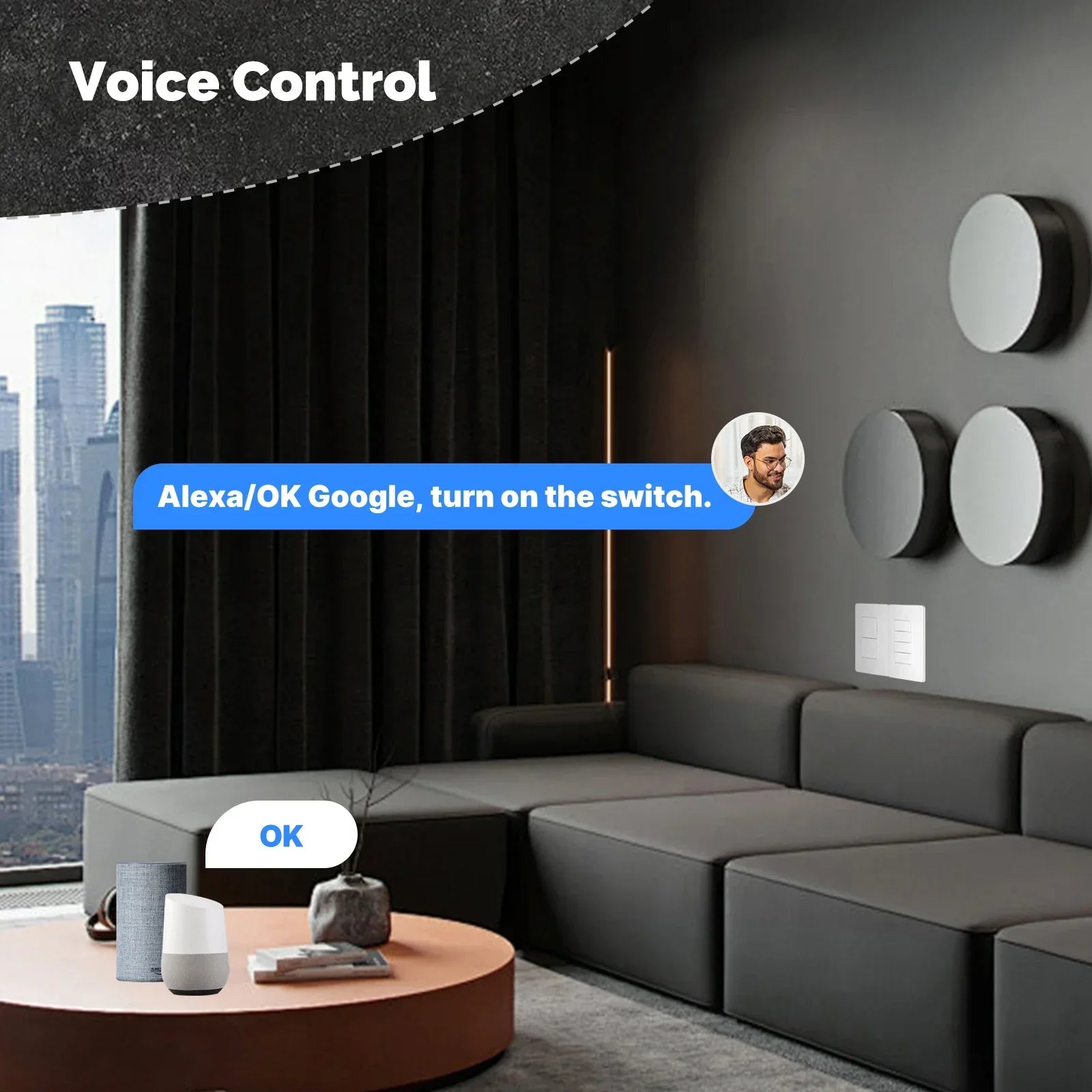 Smart Wi-Fi Wall Switch | App Controlled Light Switch | 1-4 Gang Tidesmit Tidesmit