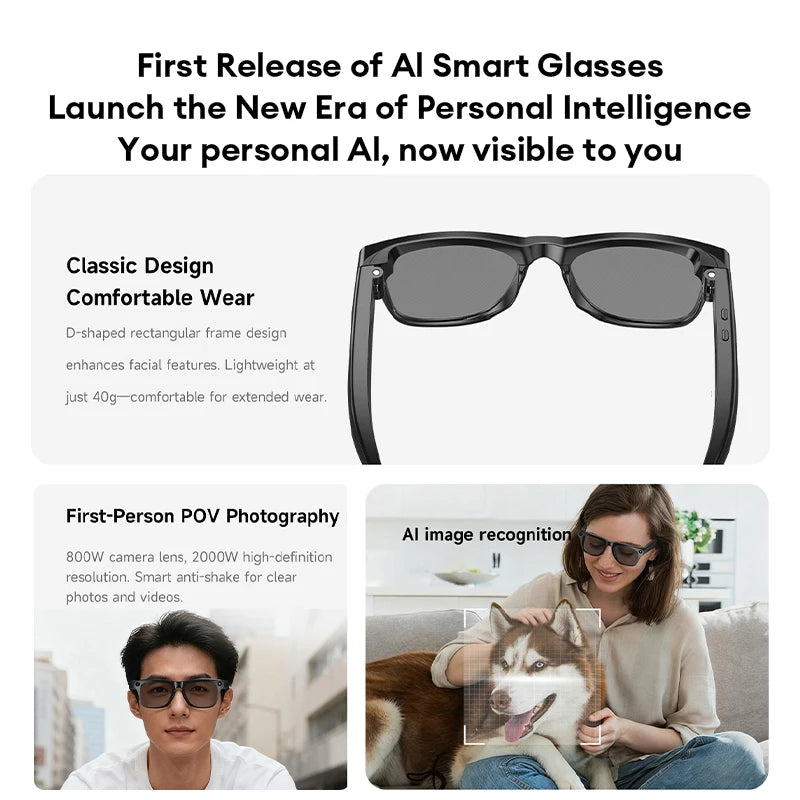 AI Smart Glasses with Camera & Translator - Black Frames by Tidesmit Tidesmit