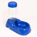 Blue automatic pet water dispenser with refillable bottle for easy, continuous hydration for cats and dogs.