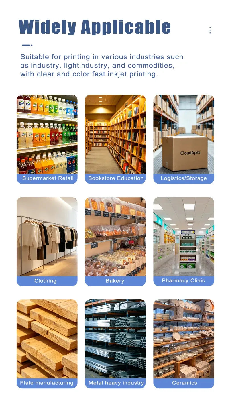 Handheld inkjet printer for printing on product packaging in retail and storage