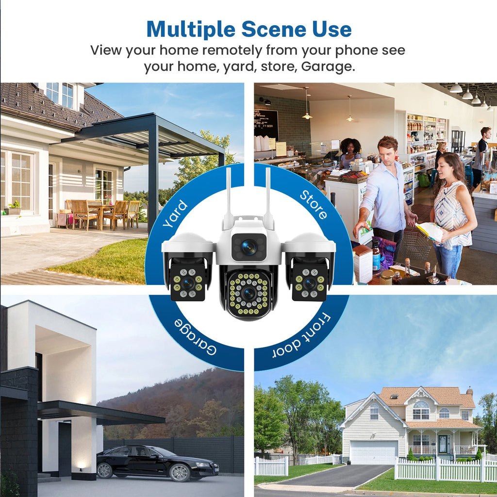 YOOSEE 15MP 4K WiFi Camera Three Lens Screen Camera Onvif 10X Zoom PTZ Automatic Tracking Two-way Audio CCTV Video Security Cam