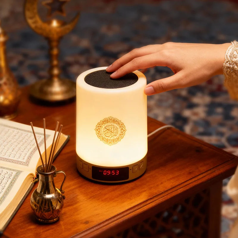 Islamic Arabic Night Light Muslim Bluetooth Speaker Quran Azan Clock Koran Portable Wireless Ramadan Bright Lamp Arab Islam Holy