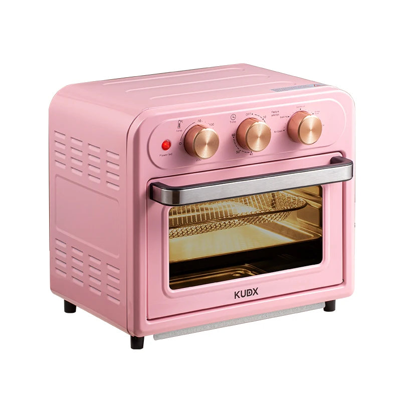 15L Visible Air Fryer Oven Retro Pink Multifunctional Toaster Oven Oil-Free Baking Mini Electric Oven 15.85QT Countertop Oven