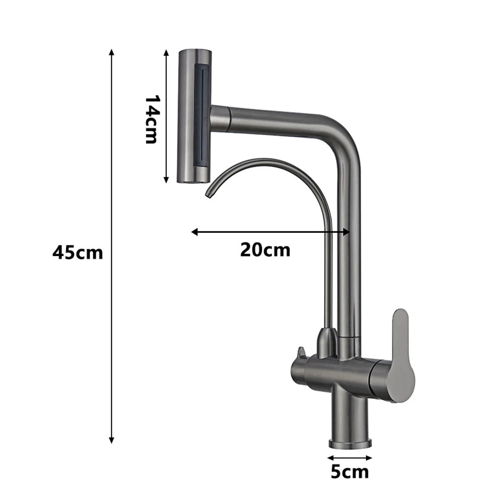 Waterfall Faucet 4 Modes Multi-functional Pure Hot Cold Water Kitchen Faucet Sprayer Sink Wash Tap 360° Rotation