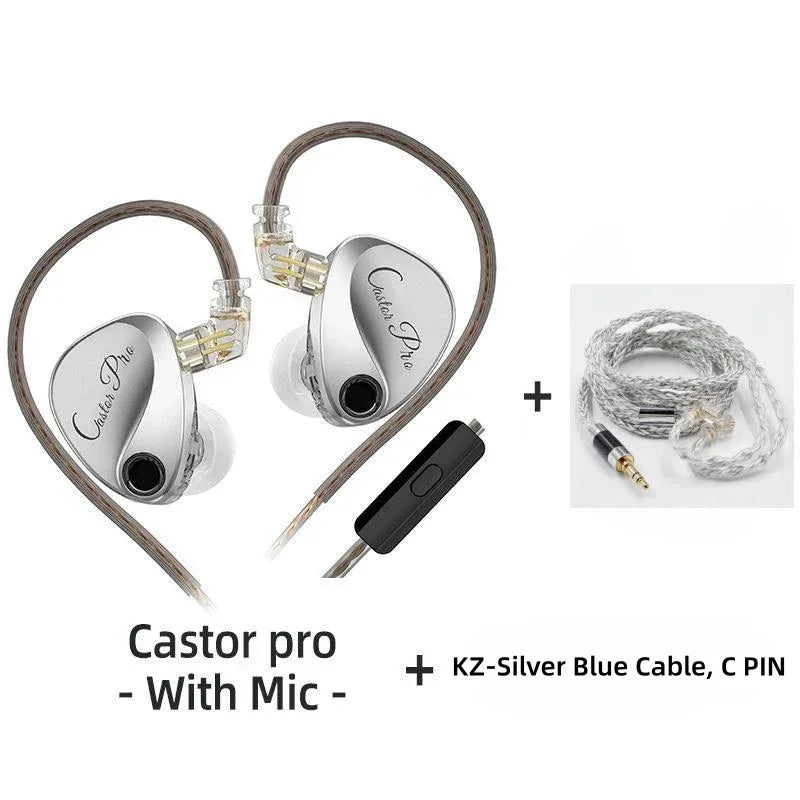 Tidesmit Dual Dynamic Driver Hi-Fi Wired In-Ear Monitors Sil MIC-Silver cable Tidesmit