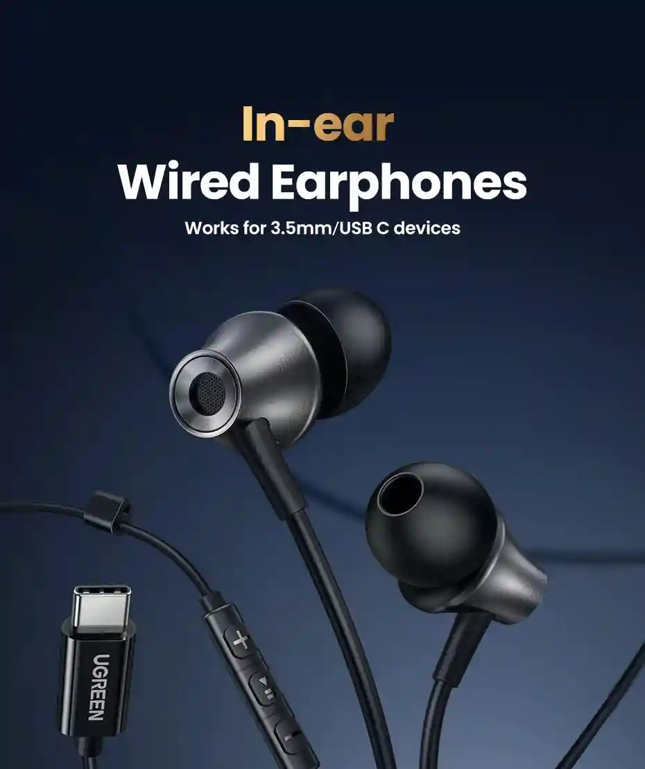 USB C Wired Earbuds with Microphone - HiFi Stereo In-Ear Headphones Tidesmit