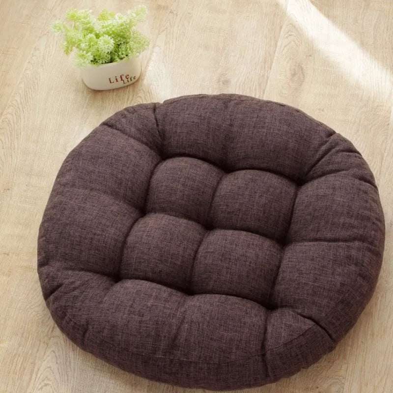 Thick Tufted Seat Cushion Natural Linen Round Floor Pillow Seating Cushion Home Décor Pouf for Meditation Yoga For Adult Kid Pad