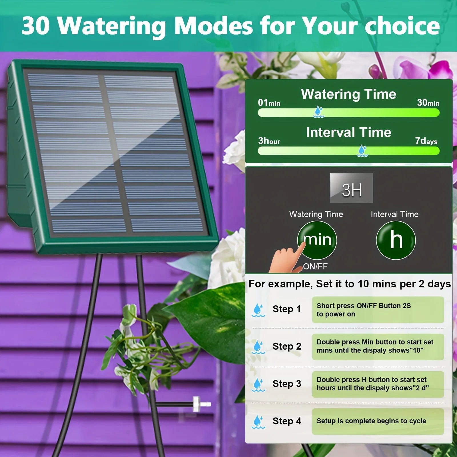 DIY Solar Drip Irrigation System Garden Automatic Watering System Plant Watering Devices for Potted with Water Level Detection