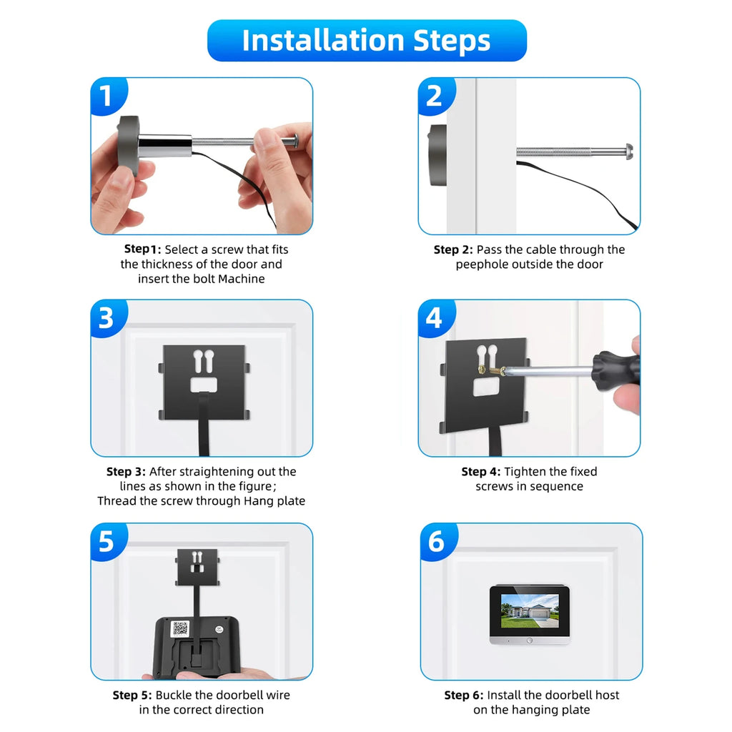 5inch Tuya Smart HD 5MP Peepholes Video Doorbells 2.4G Wifi Two Way Audio Digital Door Camera With 10000mah Battery IR Night Vision 160° Wide Angle Support Continuous Recording