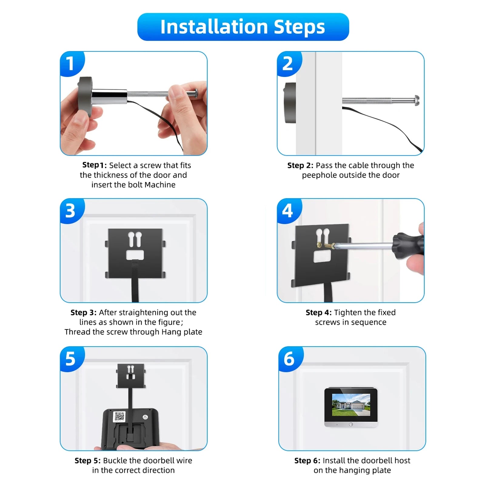 5inch Tuya Smart HD 5MP Peepholes Video Doorbells 2.4G Wifi Two Way Audio Digital Door Camera With 10000mah Battery IR Night Vision 160° Wide Angle Support Continuous Recording