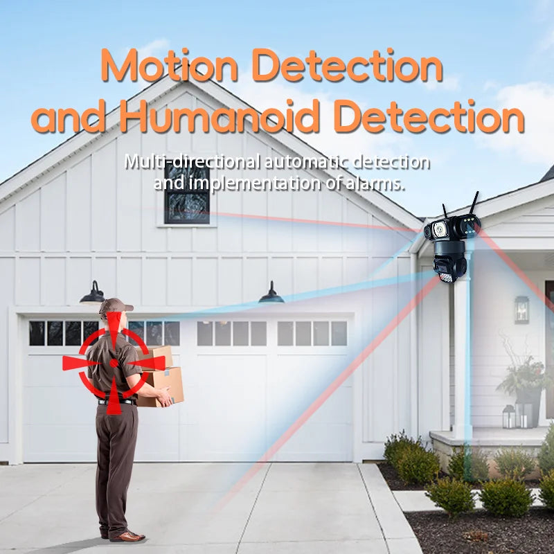 15MP Three Lens Three Screens PTZ IP Camera Outdoor HD Wifi Security Camera 10X Zoom Ai Human Detection Home Surveillance Camera