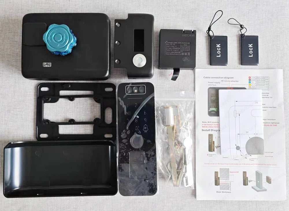 Smart WiFi Door Lock Waterproof Tuya Face Recognition Fingerprint RFID Card Password APP Control Rechargeable Li-Battery Include