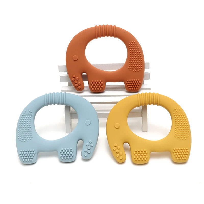 Cute Baby Silicone Elephant Teether Food Grade Safe Teether Cute Cartoon Ease Teeth Pain Toy Teething Gift Oral Care