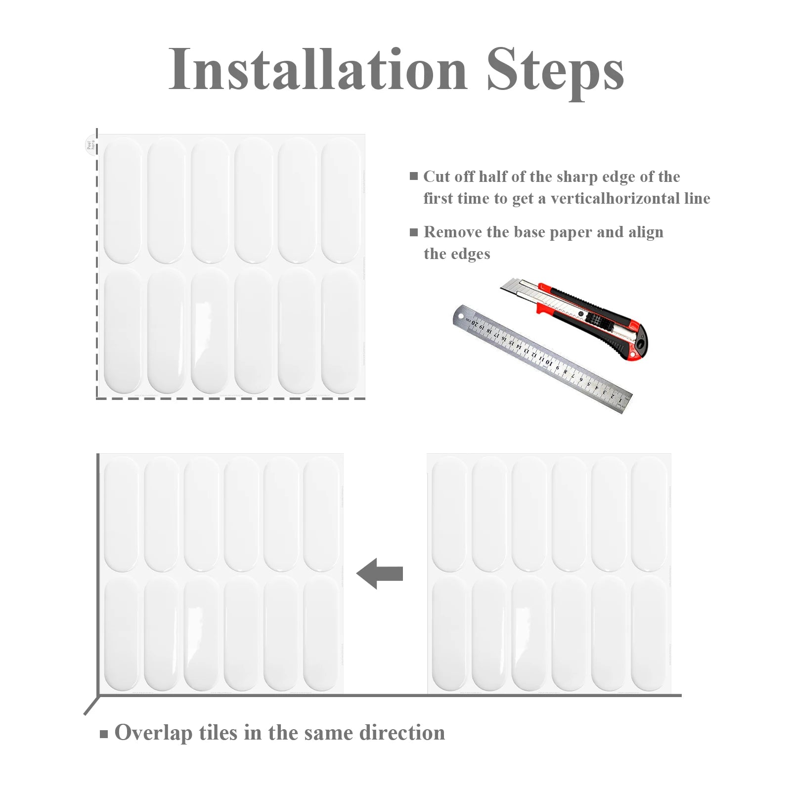 5/10/20PCSWhite Oval 3D Peel and Stick Backsplash Tiles, Waterproof Self Adhesive Wall Stickers for Kitchen Bathroom