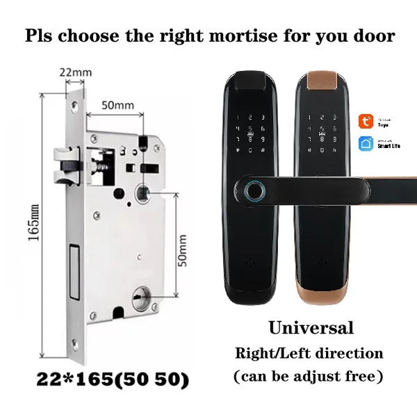 TUYA APP Compatible Smart Life App Unlock Smart Door Lock for Home Wood Door with Fingerprint Handle Combination Rfid Card