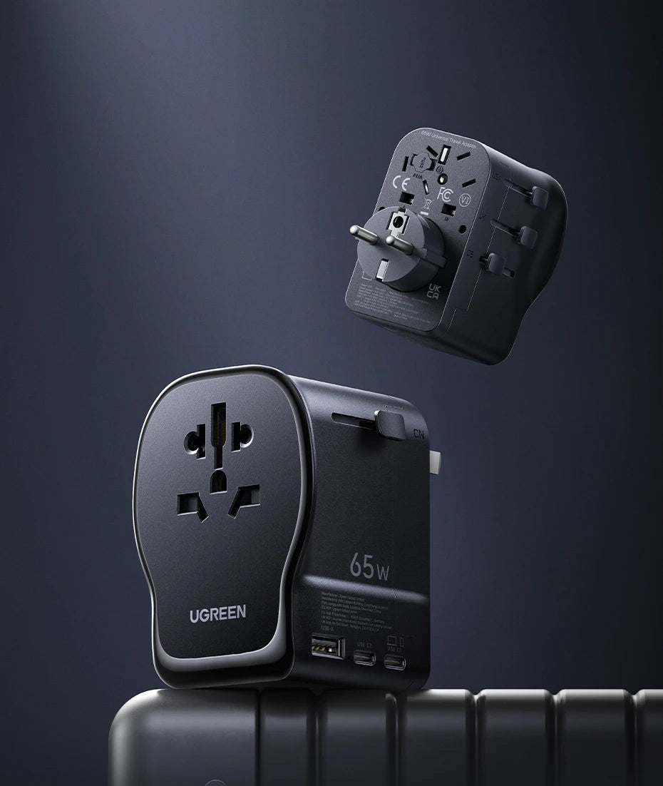65W Universal Travel Adapter | USB-C Fast Charger with Multi-Plug Tidesmit