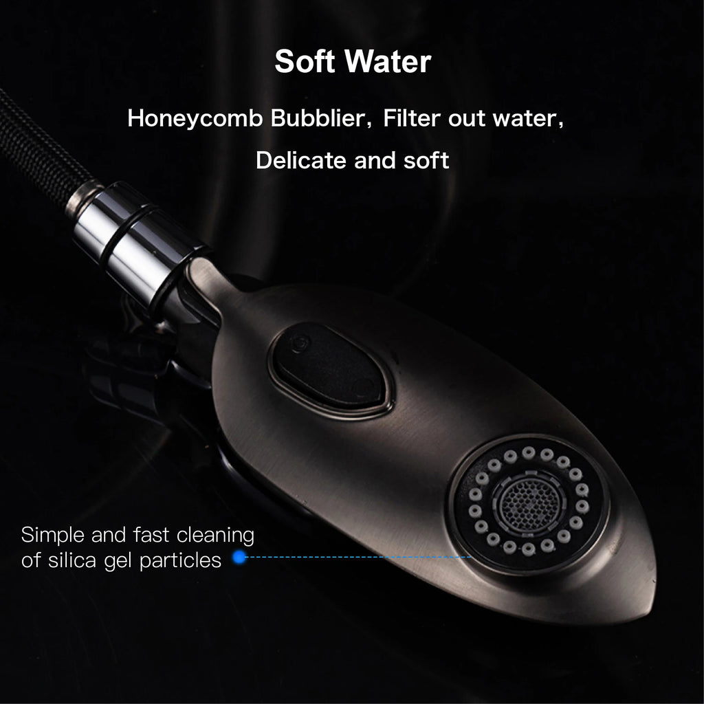 Luxury Brass Gold Touch Switch Kitchen Faucet Pull-Out Design 1 Hole Single Handle Hot and Cold Water Sink 2 Function Mixer