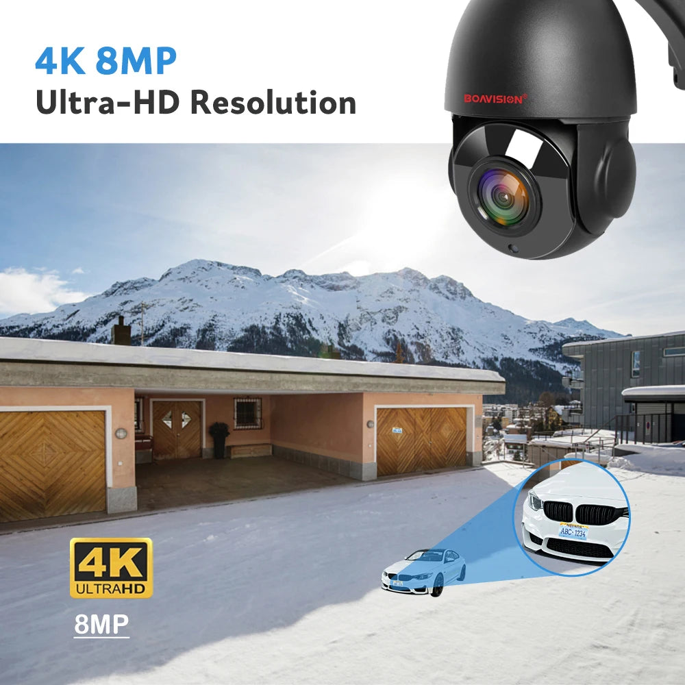 Outdoor IP Camera WIFI POE PTZ 30X Zoom 4K 8MP AI Auto Tracking Humanoid Detection Two Way Audio Security Camera