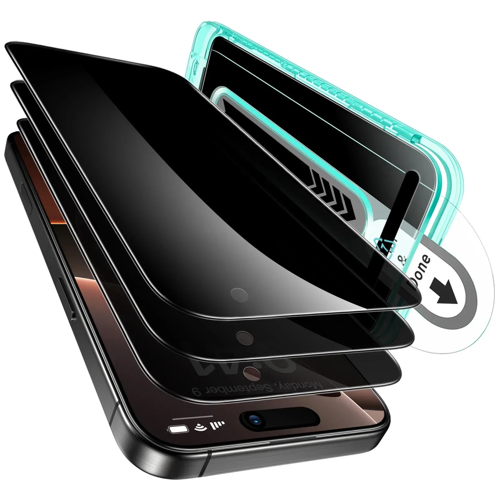 iPhone 16 Anti-Peek Screen Protector Tempered Glass 3 Pack Tidesmit