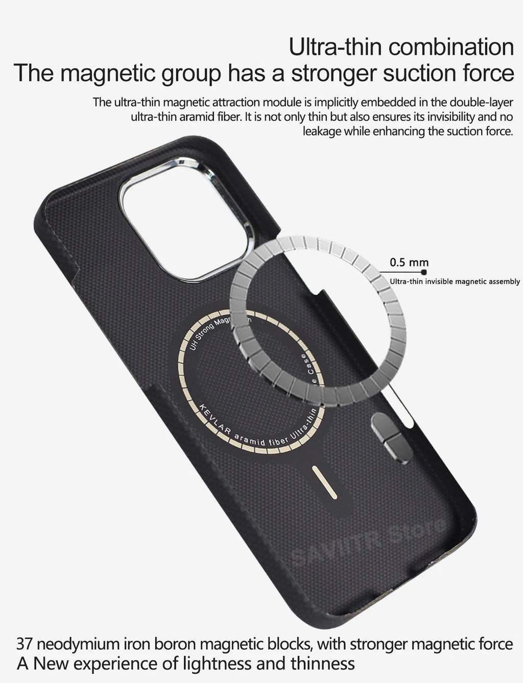 iPhone 16 Pro Max Carbon Fiber Magnetic Case Blue Mag - Slim Drop Protection Tidesmit