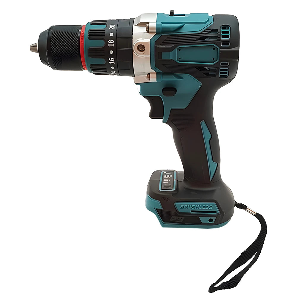 Podofo Brushless Electric Drill Screwdriver Power Tools Metal Chuck Impact Hammer Drill  Cordless Motor Screwdriver Power Tools