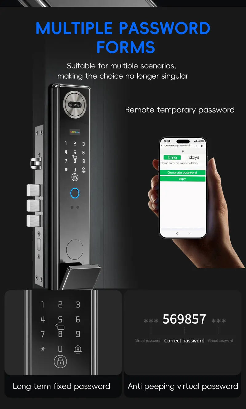 SANKESONG 3D Face Recognition Fingerprint Smart Door Lock WiFi Camera Electronic Lock Digital Electronic Key IC Card APP Unlock