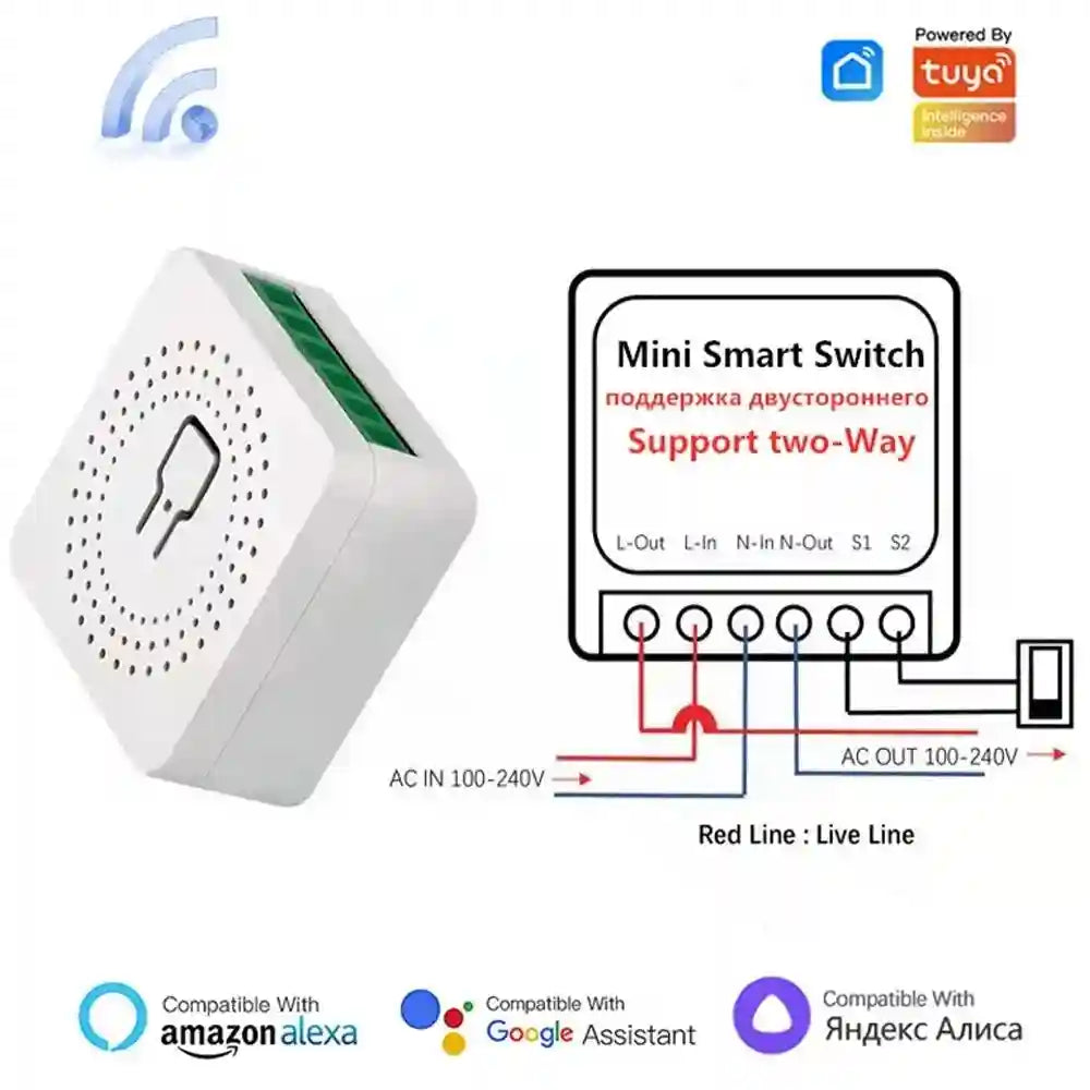 WiFi Smart Light Switch Module 16A - App-Controlled Home Automation Tidesmit