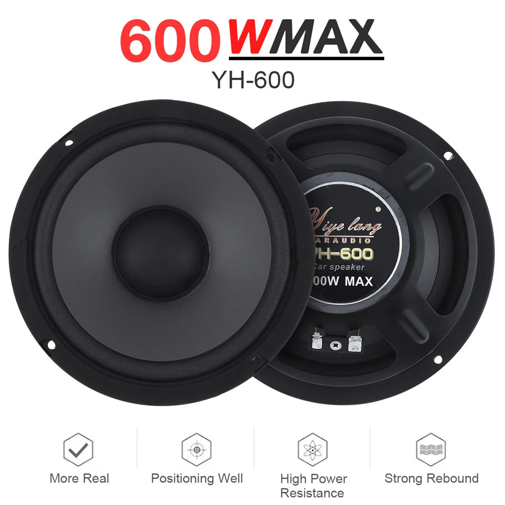 1pair 400/500/600W Car Speakers 2-Way Vehicle Door Subwoofer Car Audio Music Stereo Full Range Frequency Automotive Speaker