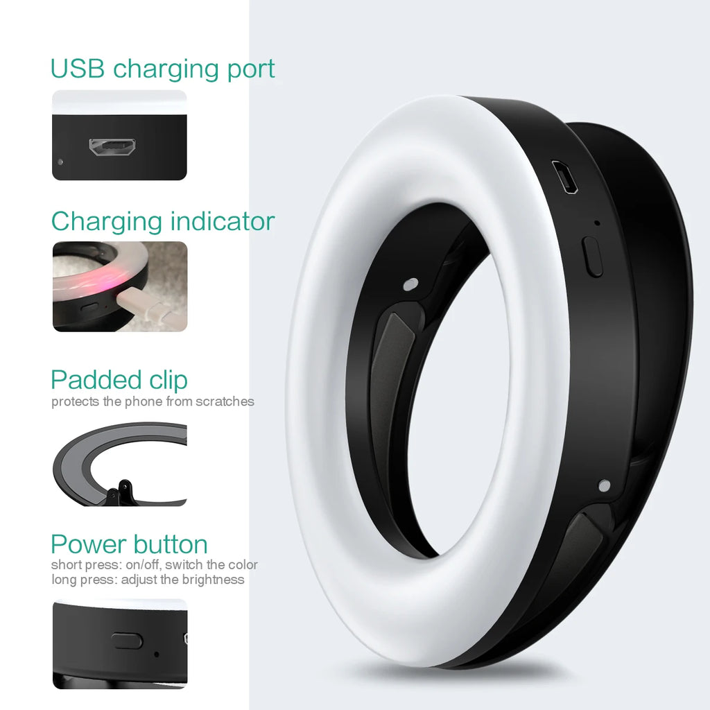 Selfie Ring Light Rechargeable LED for Phone & Laptop | Tidesmit Tidesmit